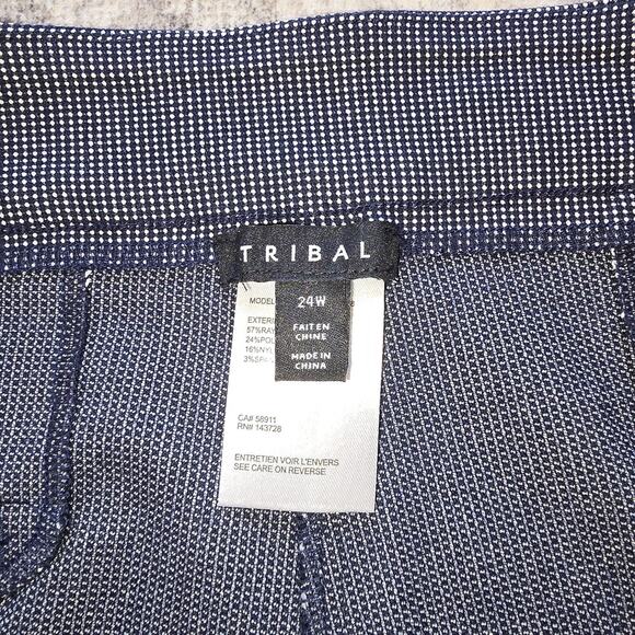 Tribal Wide Leg Crop Pants Womens 24W Ink High Rise Stretch Micro Dot Stitch Fix - Picture 3 of 14